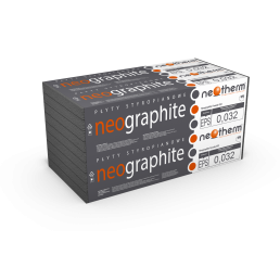 Pakend Neotherm Neographite Fasada 032, halli ja oranži disainiga, suurpartiiliseks isolatsioonimaterjaliks.