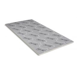 Hõbedane vahtplastist isolatsiooniplaat, mõõtmetega 1200x2400 mm, reljeefse tekstuuriga pind.