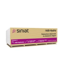 Kollane ja lilla Sinat niiskuskindel kipsplaat, mõõtmed 12,5x1200x2600 mm, pakendis 1 leht.